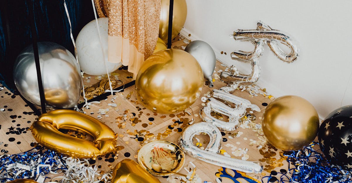 vibrant indoor party scene with balloons and confetti creating a lively celebration atmosphere